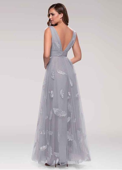 Blush Mark Lost In Paradise Grey Embroidery Tulle Maxi Dress Blush Mark Lost In Paradise Grey Embroidery Tulle Maxi Dress