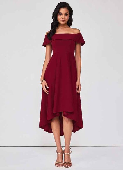 Blush Mark Off The Shoulder Stretch Crepe High Low Dress Blush Mark Off The Shoulder Stretch Crepe High Low Dress