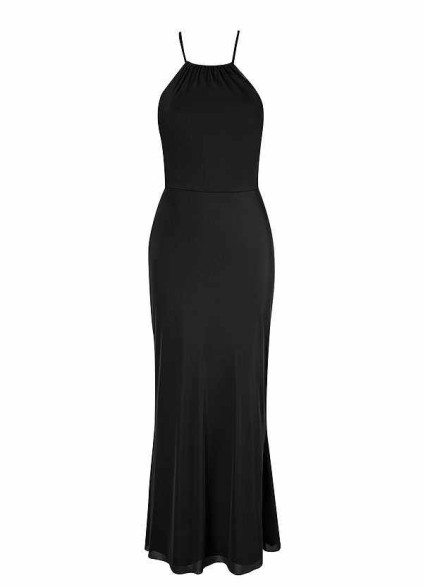 AZ Occasions Midi Mesh Halter Dress with Lace Up Back AZ Occasions Midi Mesh Halter Dress with Lace Up Back
